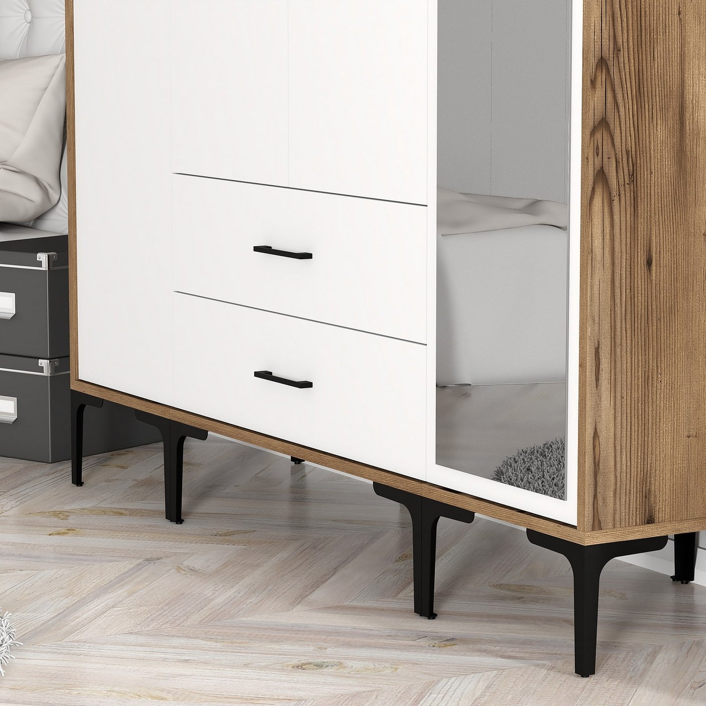 Ντουλάπα 160x201.4x47.5 εκ Walnut White 845HCT5495