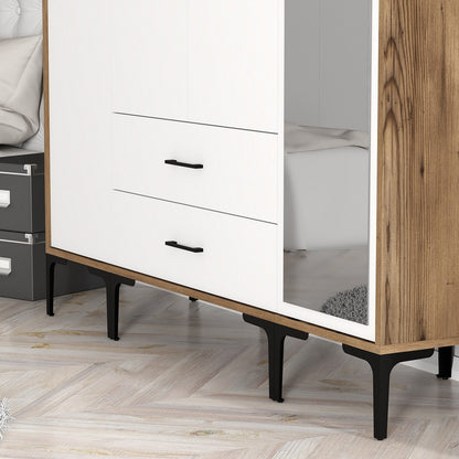 Ντουλάπα 160x201.4x47.5 εκ Walnut White 845HCT5495