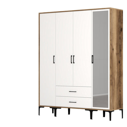 Ντουλάπα 160x201.4x47.5 εκ Walnut White 845HCT5495