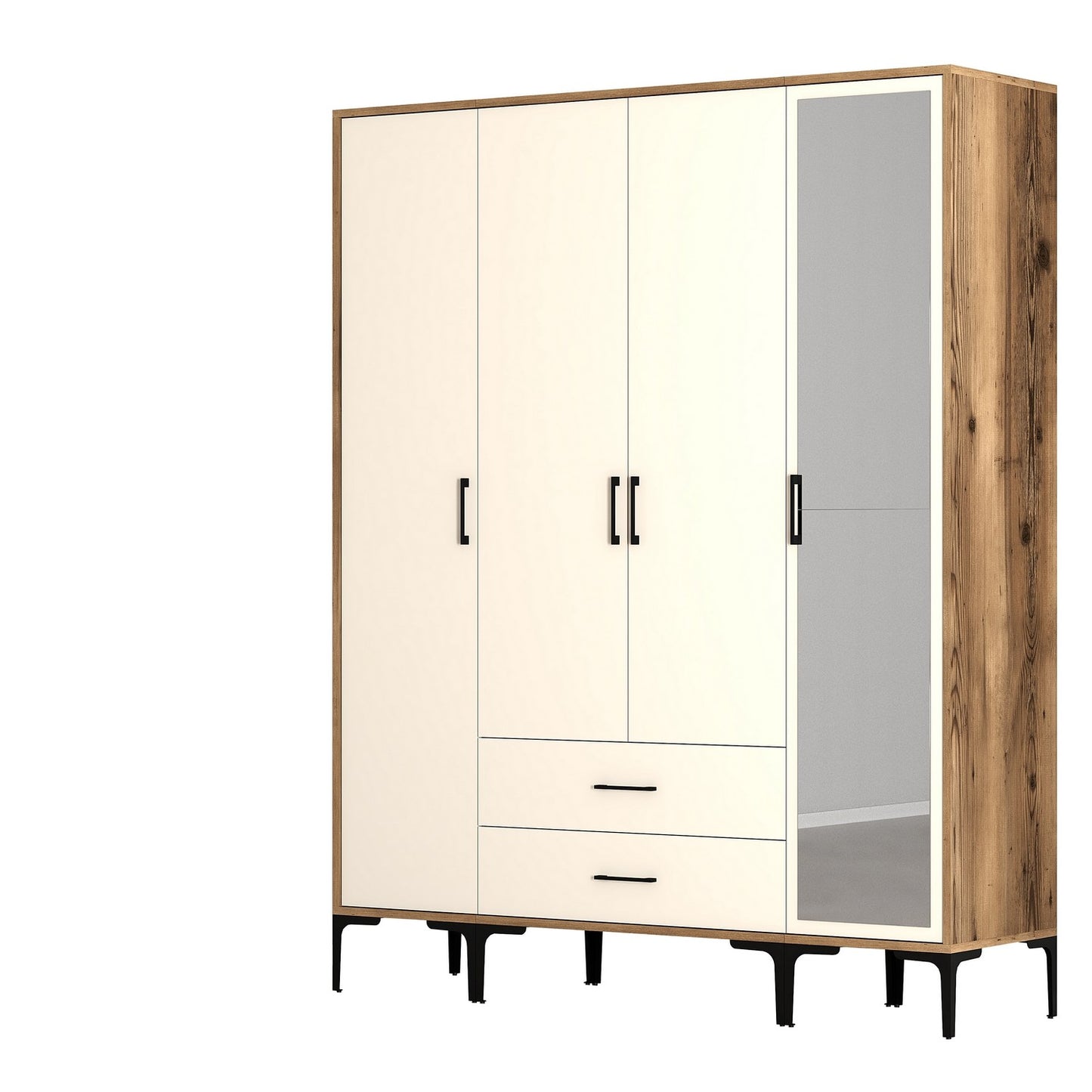 Ντουλάπα 160x201.4x47.5 εκ Walnut Cream 845HCT5496