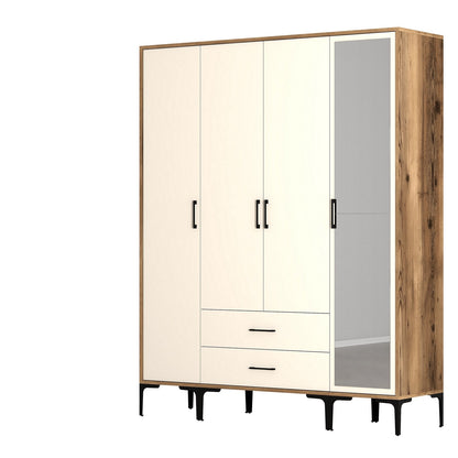 Ντουλάπα 160x201.4x47.5 εκ Walnut Cream 845HCT5496