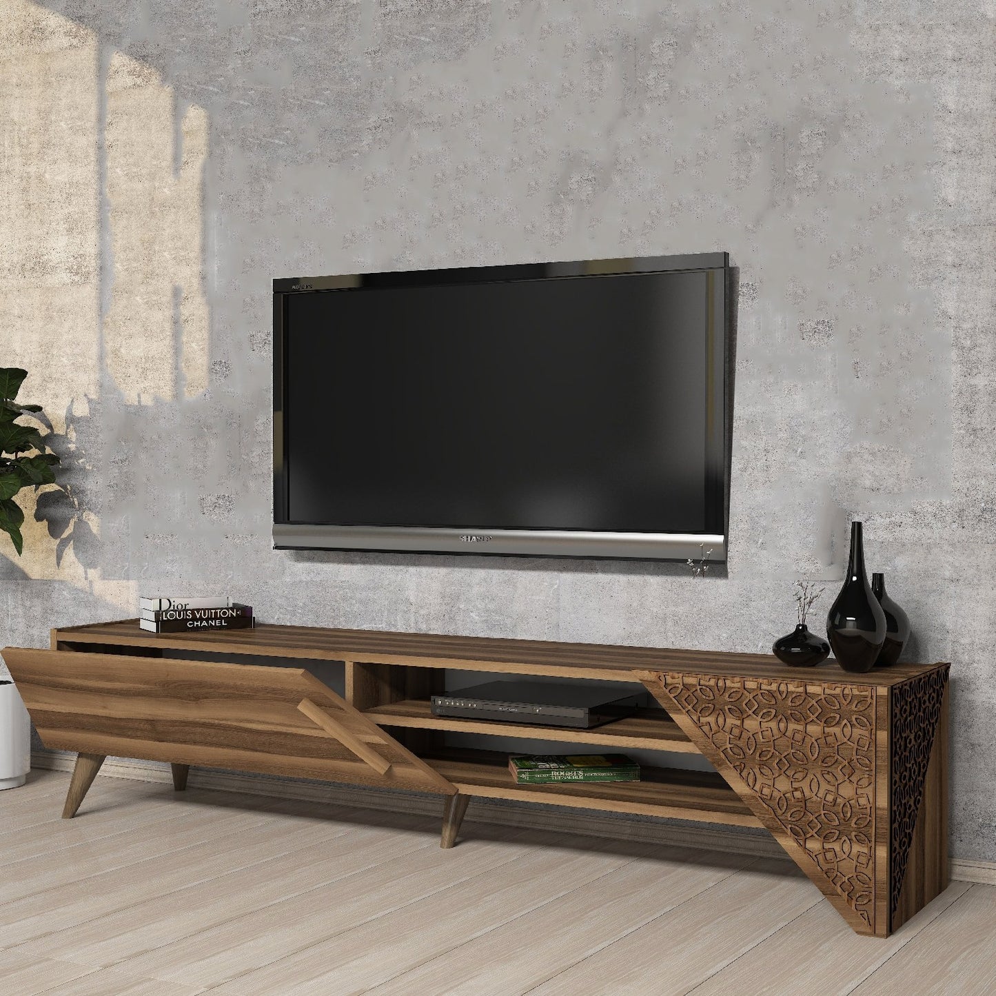 Έπιπλο Τηλεόρασης TV Βάση Σύνθεση Καρυδί | 845HCT5499