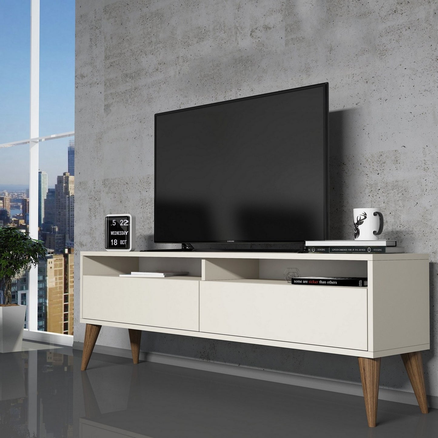 Έπιπλο Τηλεόρασης TV Βάση Σύνθεση Κρεμ | 845HCT5509