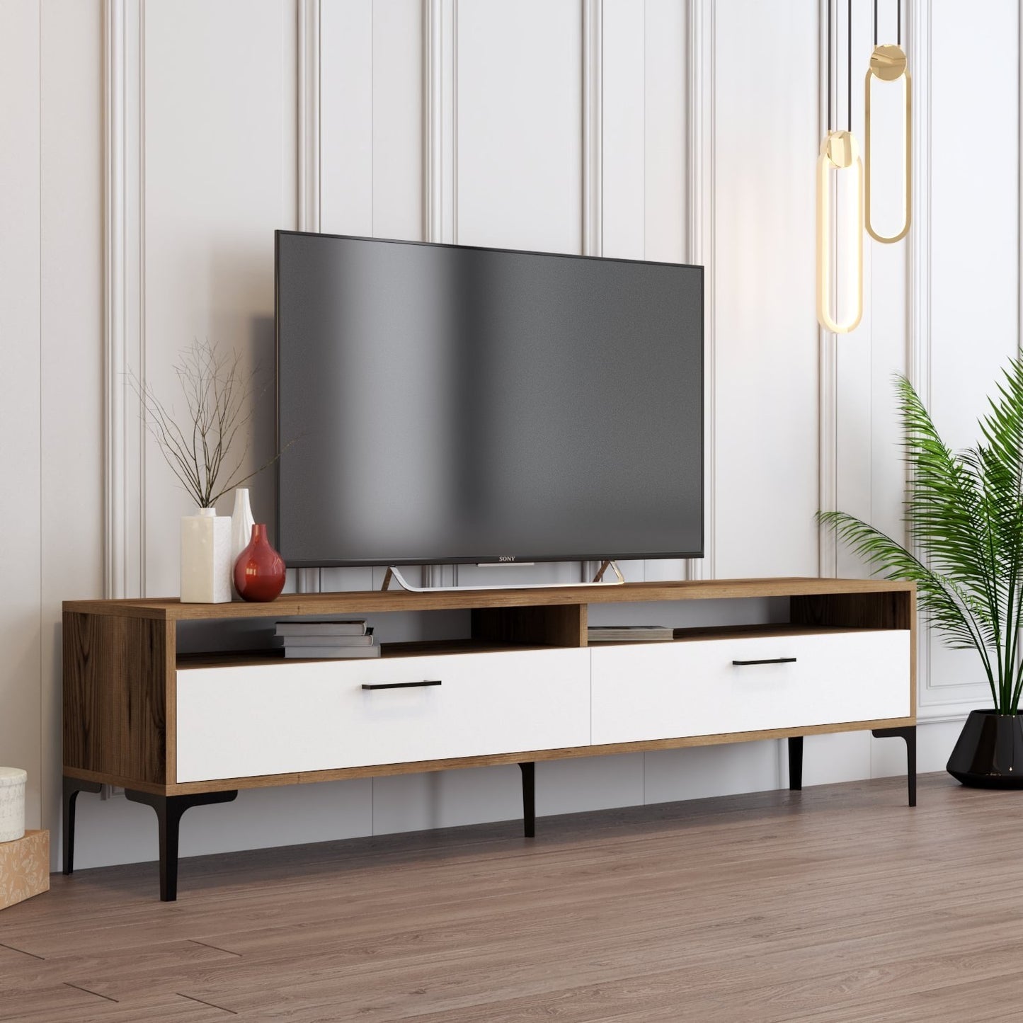 Έπιπλο Τηλεόρασης TV Βάση Σύνθεση Καρυδί Λευκό | 845HCT5516