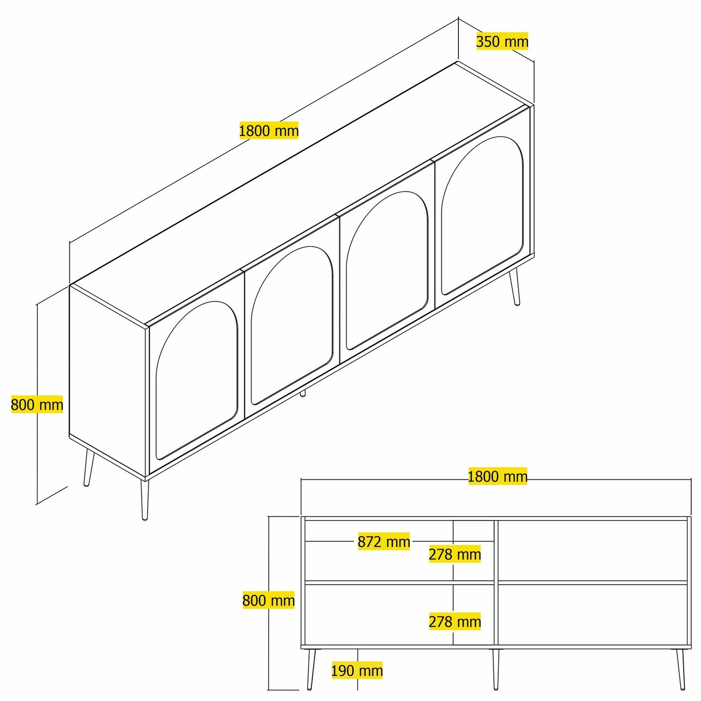 Μπουφές Κρεμ
Χρυσό 180x35x80cm | 845HCT5528