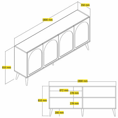 Κρεμ Μπουφές Τραπεζαρίας με Ντουλάπια 180 εκ Κονσόλα 845HCT5534