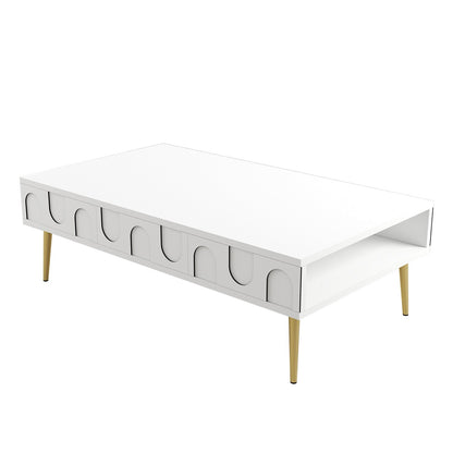 Τραπεζάκι Σαλονιού Λευκό - Χρυσό 105 x 60 x 33,6 εκ GR845HCT5540