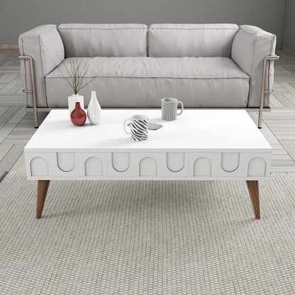 Τραπεζάκι Σαλονιού Λευκό - Καρυδί 105 x 60 x 34,6 εκ GR845HCT5546