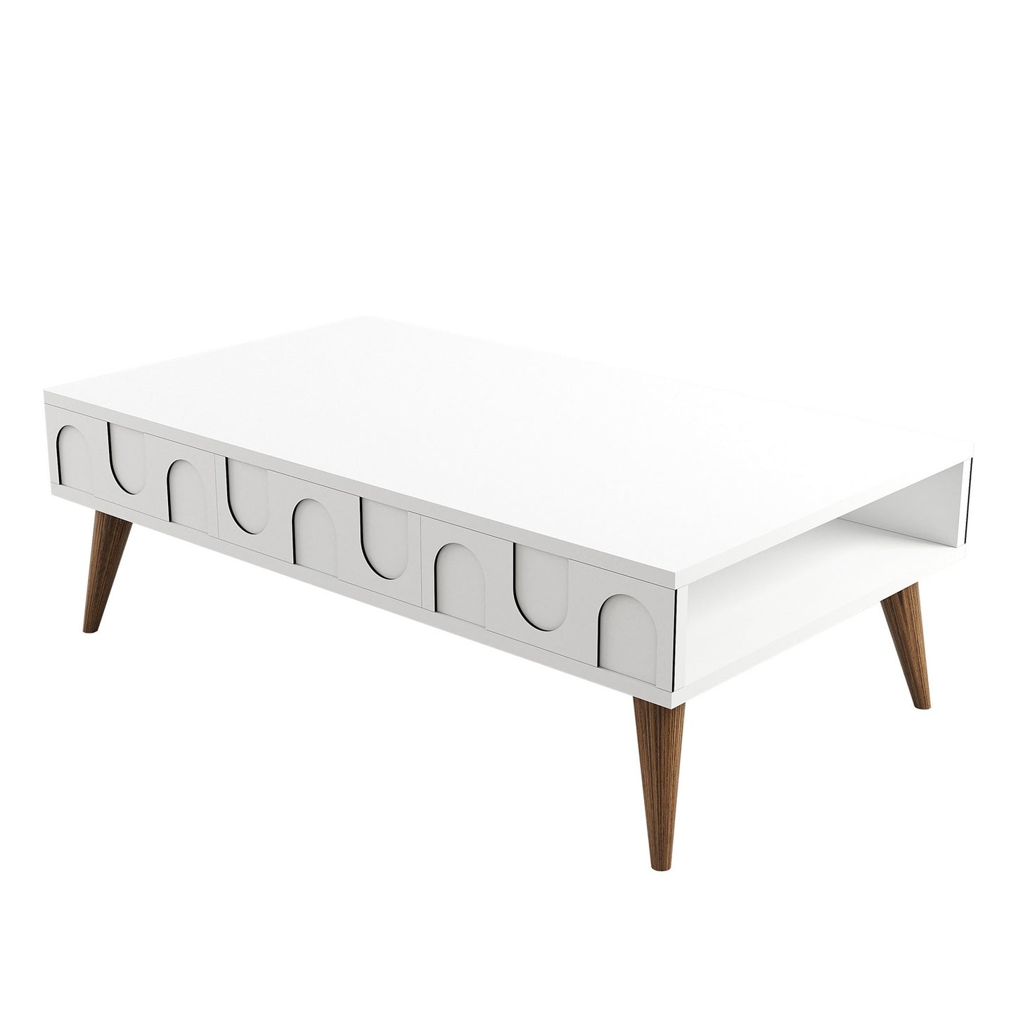 Τραπεζάκι Σαλονιού Λευκό - Καρυδί 105 x 60 x 34,6 εκ GR845HCT5546