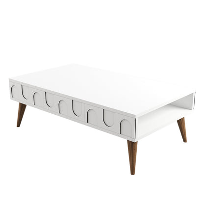 Τραπεζάκι Σαλονιού Λευκό - Καρυδί 105 x 60 x 34,6 εκ GR845HCT5546
