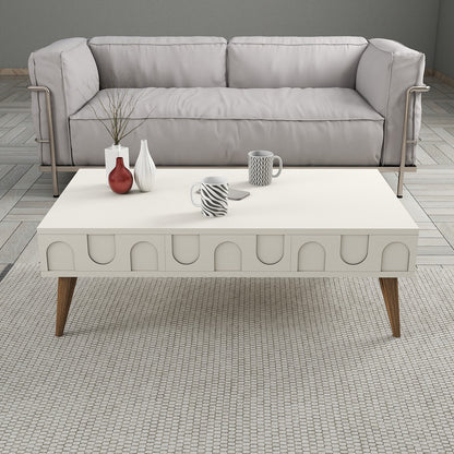Τραπεζάκι Σαλονιού Κρεμ - Καρυδί 105 x 60 x 34,6 εκ GR845HCT5547