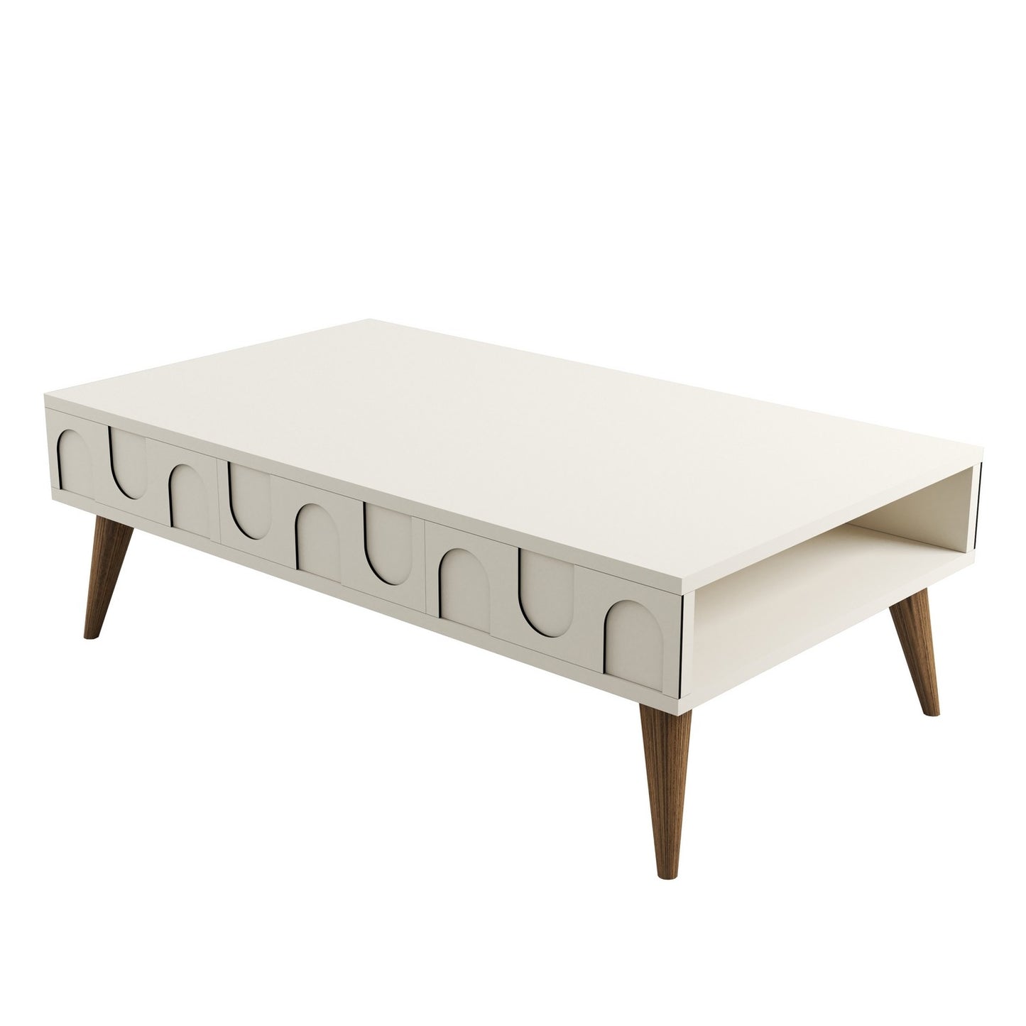 Τραπεζάκι Σαλονιού Κρεμ - Καρυδί 105 x 60 x 34,6 εκ GR845HCT5547