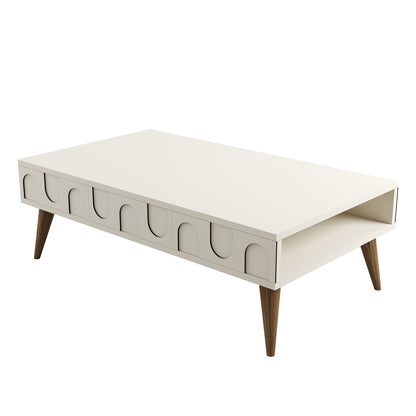 Τραπεζάκι Σαλονιού Κρεμ - Καρυδί 105 x 60 x 34,6 εκ GR845HCT5547