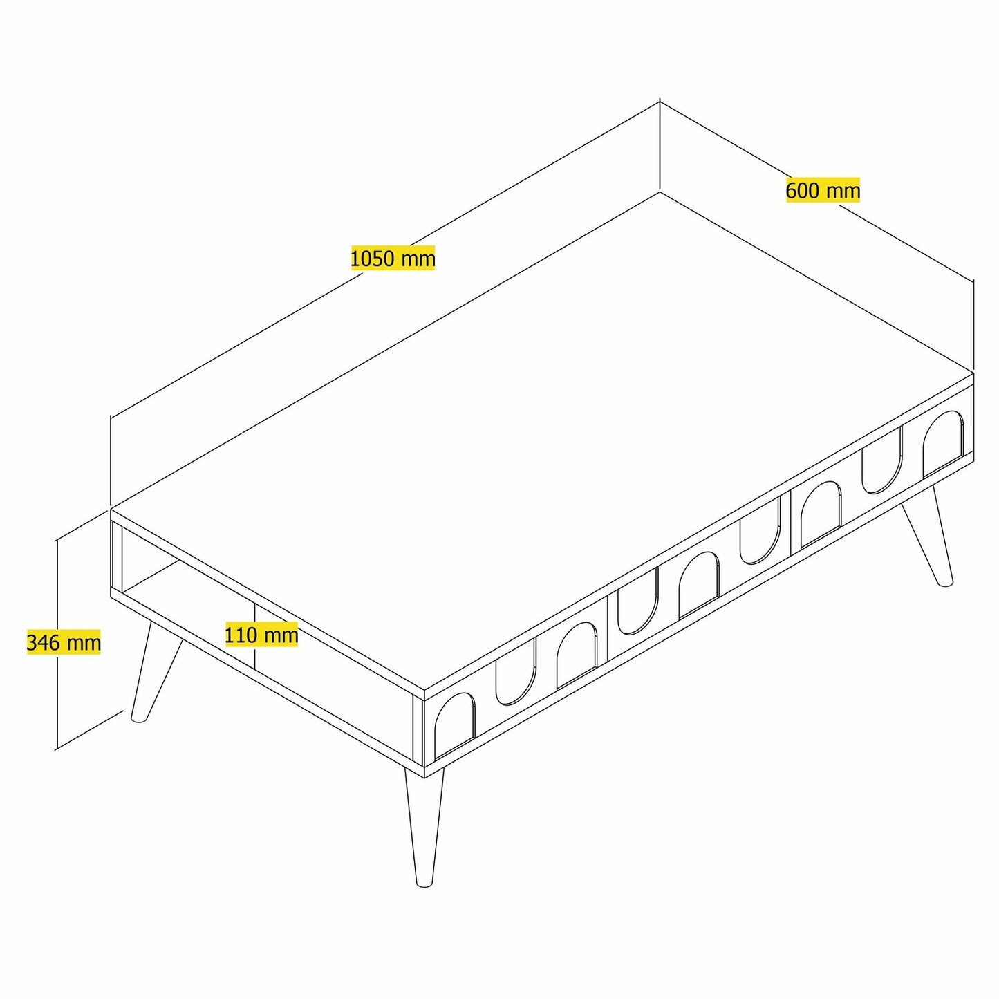Τραπεζάκι Σαλονιού Κρεμ - Καρυδί 105 x 60 x 34,6 εκ GR845HCT5547