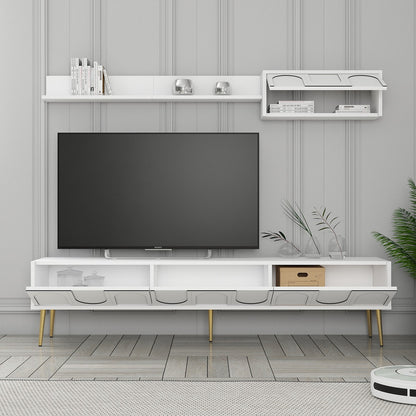 Έπιπλο Τηλεόρασης TV Βάση Σύνθεση Λευκό Χρυσό | 845HCT5580