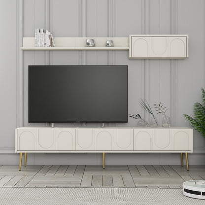 Έπιπλο Τηλεόρασης TV Βάση Σύνθεση Κρεμ Χρυσό | 845HCT5581