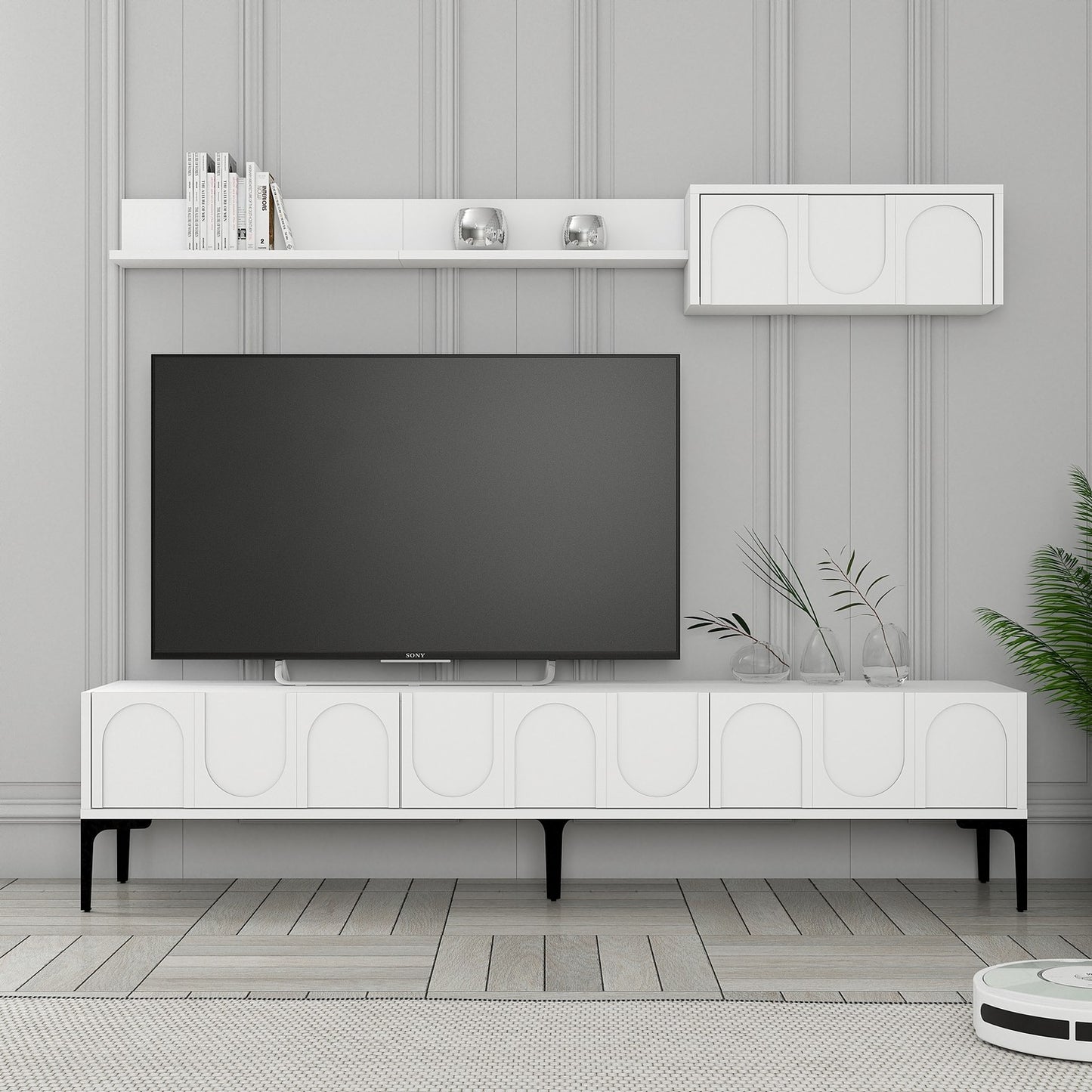 Έπιπλο Τηλεόρασης TV Βάση Σύνθεση Λευκό Μαύρο | 845HCT5583