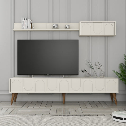 Έπιπλο Τηλεόρασης TV Βάση Σύνθεση Κρεμ Καρυδί | 845HCT5587