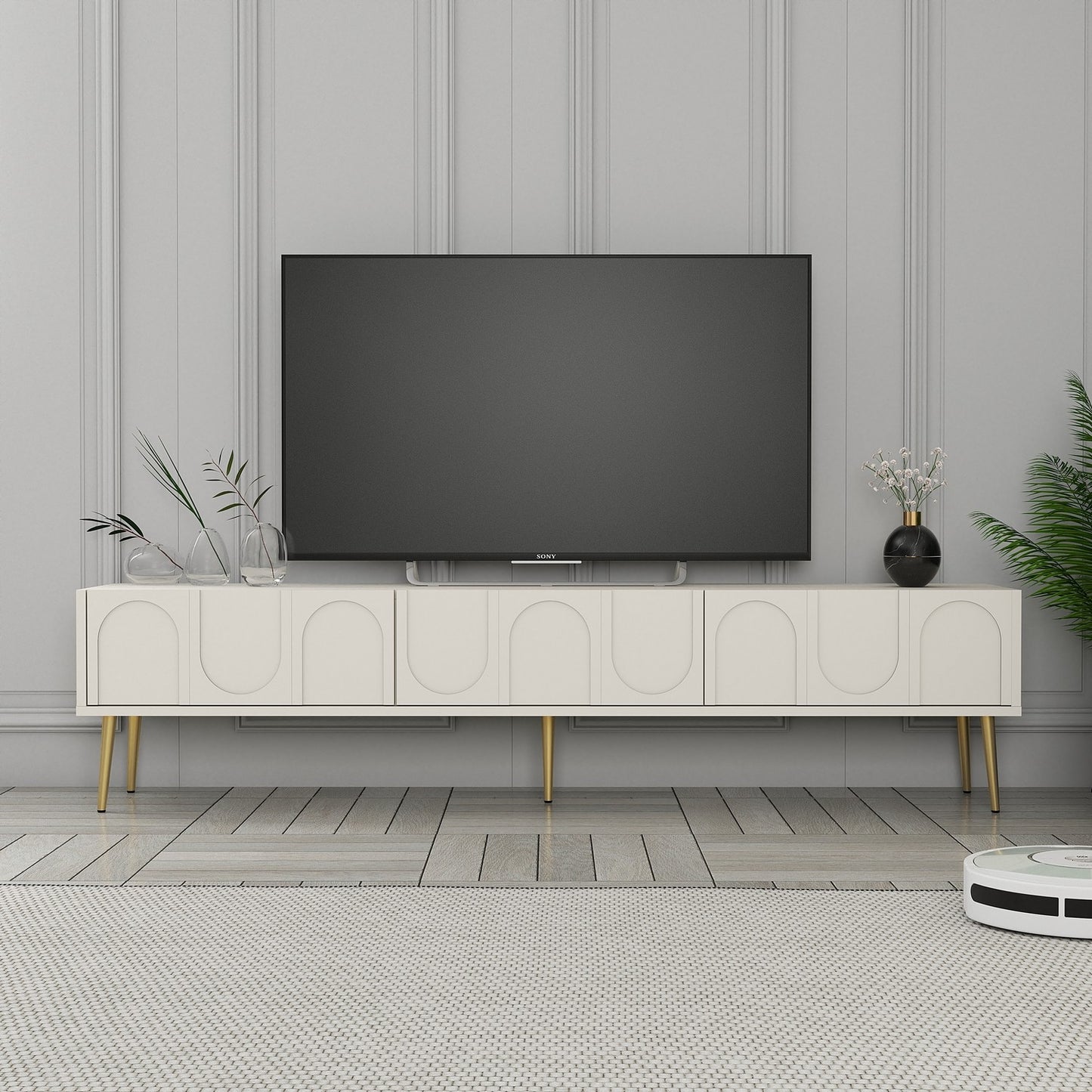 Έπιπλο Τηλεόρασης TV Βάση Σύνθεση Κρεμ Χρυσό | 845HCT5590