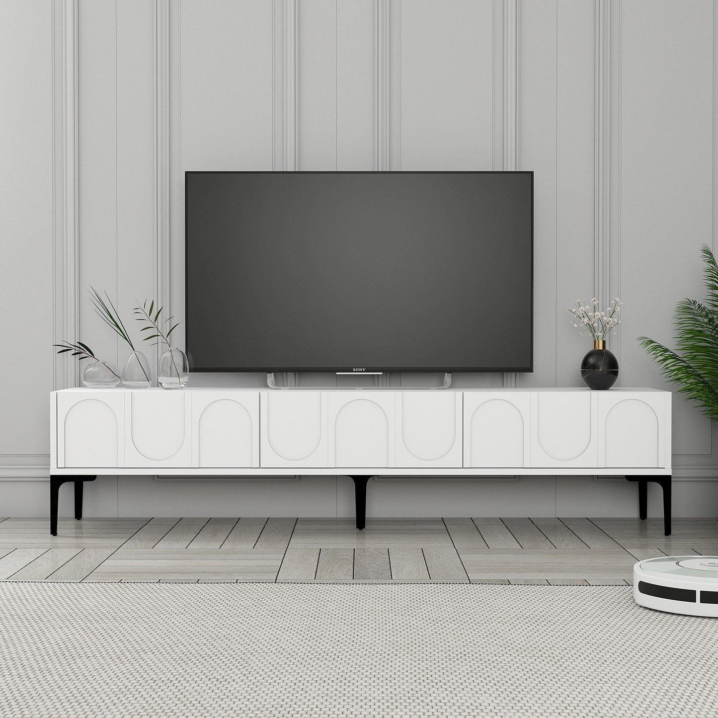 Έπιπλο Τηλεόρασης TV Βάση Σύνθεση Λευκό Μαύρο | 845HCT5592