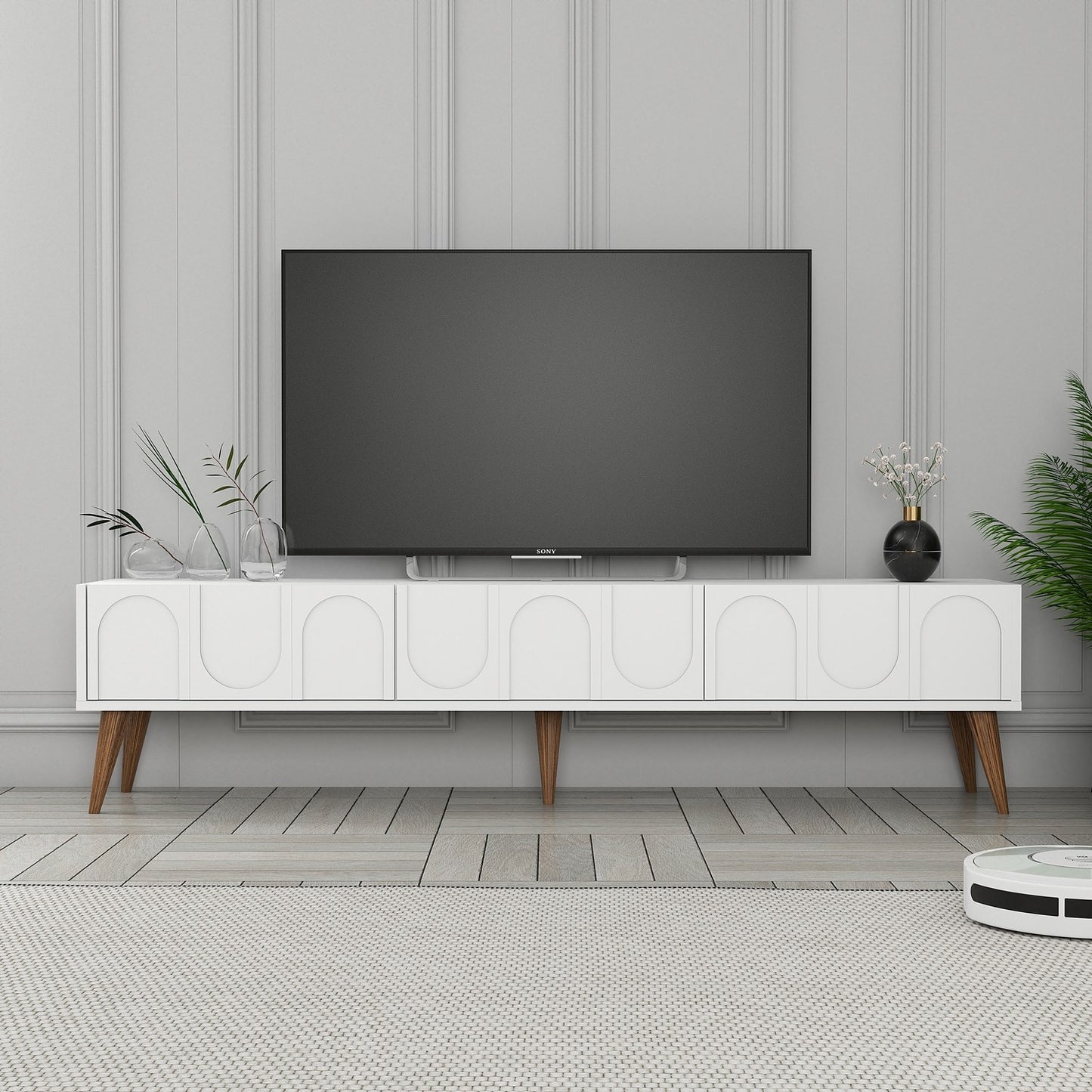 Έπιπλο Τηλεόρασης TV Βάση Σύνθεση Λευκό Καρυδί | 845HCT5595