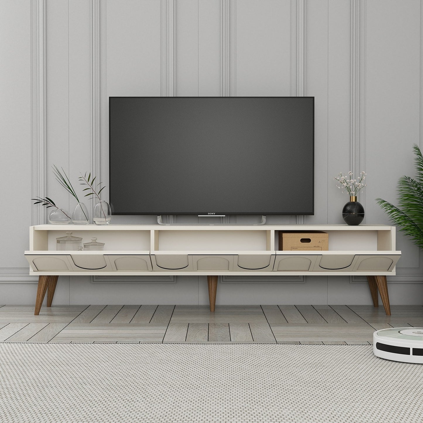 Έπιπλο Τηλεόρασης TV Βάση Σύνθεση Κρεμ Καρυδί | 845HCT5596