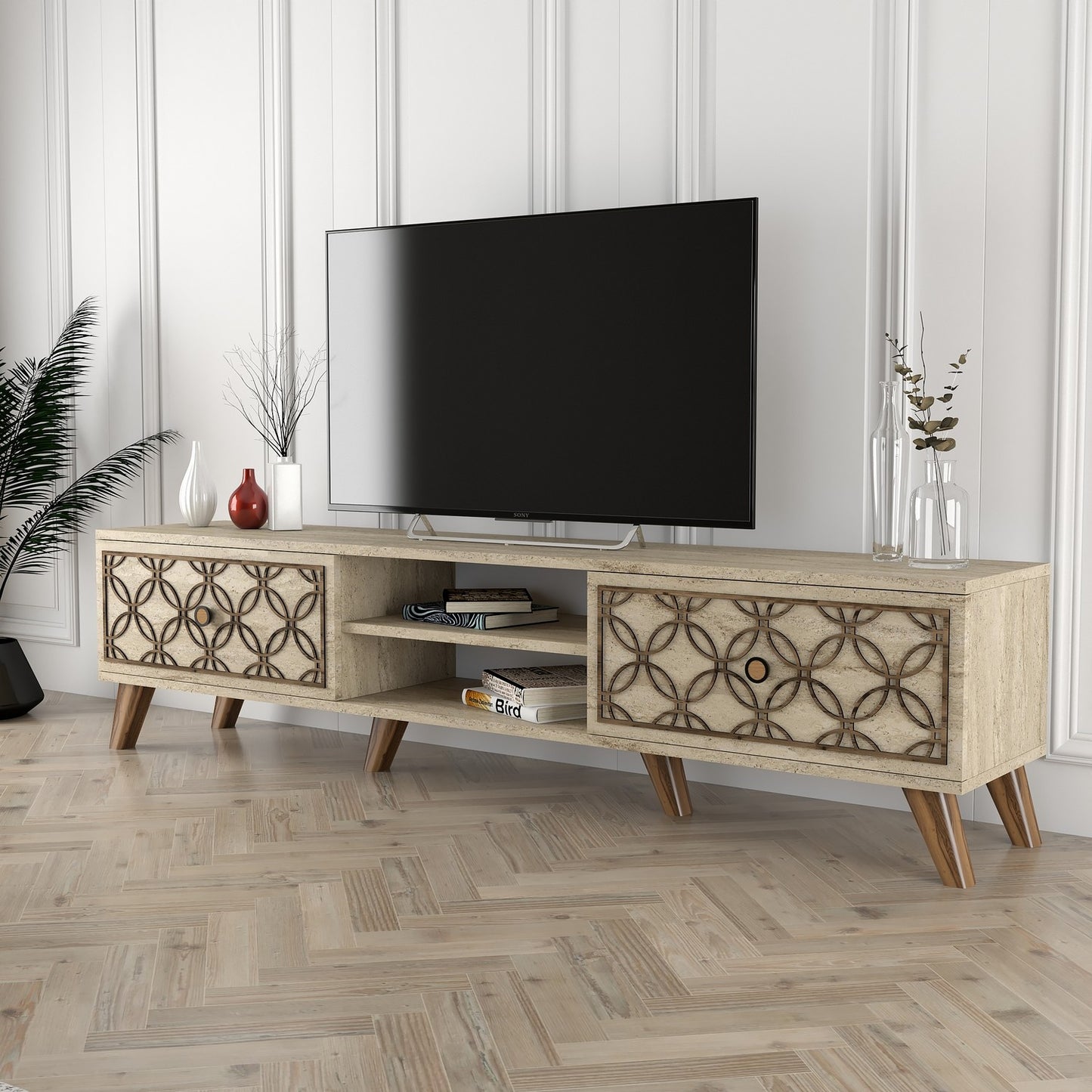 Έπιπλο Τηλεόρασης TV Βάση Σύνθεση Travertine | 845HCT5599