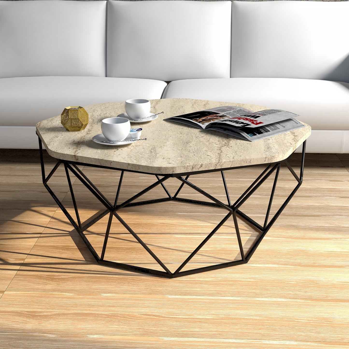 Τραπεζάκι Σαλονιού Travertine 90 x 90 x 38 εκ GR845HCT5600
