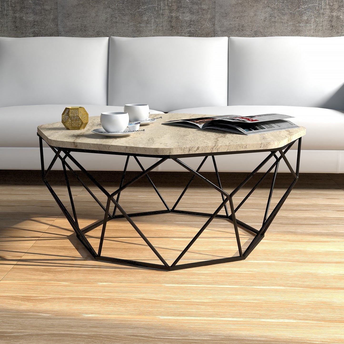 Τραπεζάκι Σαλονιού Travertine 90 x 90 x 38 εκ GR845HCT5600
