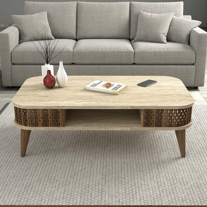 Τραπεζάκι Σαλονιού Travertine 105 x 60 x 35 εκ GR845HCT5601