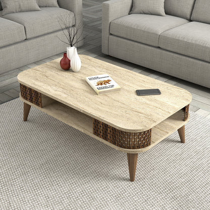 Τραπεζάκι Σαλονιού Travertine 105 x 60 x 35 εκ GR845HCT5601