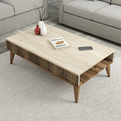 Τραπεζάκι Σαλονιού Καρυδί - Travertine 105 x 60 x 35 εκ GR845HCT5608