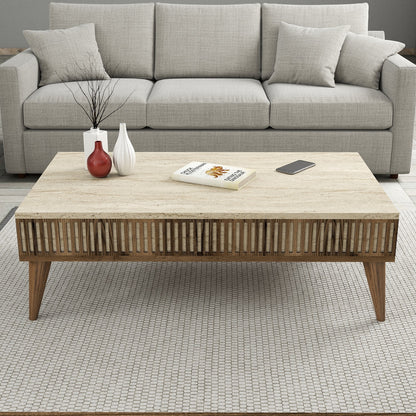Τραπεζάκι Σαλονιού Καρυδί - Travertine 105 x 60 x 35 εκ GR845HCT5608