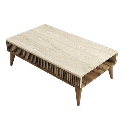 Τραπεζάκι Σαλονιού Καρυδί - Travertine 105 x 60 x 35 εκ GR845HCT5608