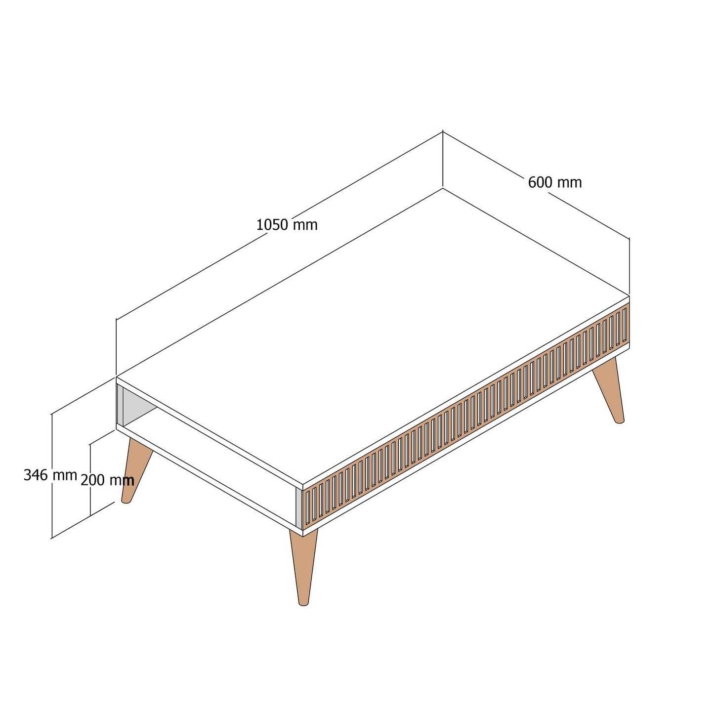 Τραπεζάκι Σαλονιού Καρυδί - Travertine 105 x 60 x 35 εκ GR845HCT5608