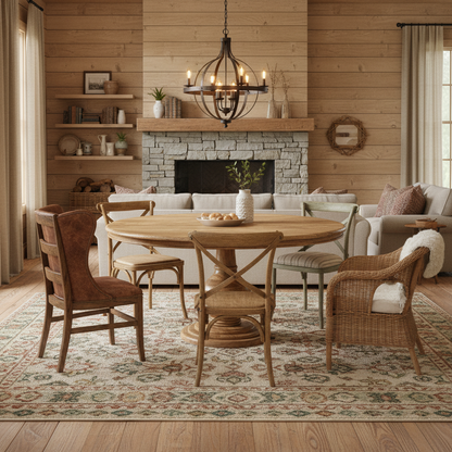 Τραπέζι Τραπεζαρίας Ροτόντα Μασίφ Ξύλο 152 εκ Στρόγγυλο Καφέ 85257