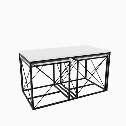 Τραπεζάκι Σαλονιού Set Λευκό - Μαύρο 100 x 50 x 52 εκ GR854KLN2905