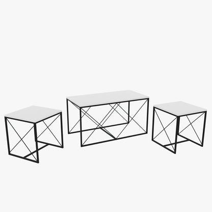Τραπεζάκι Σαλονιού Set Λευκό - Μαύρο 100 x 50 x 52 εκ GR854KLN2905