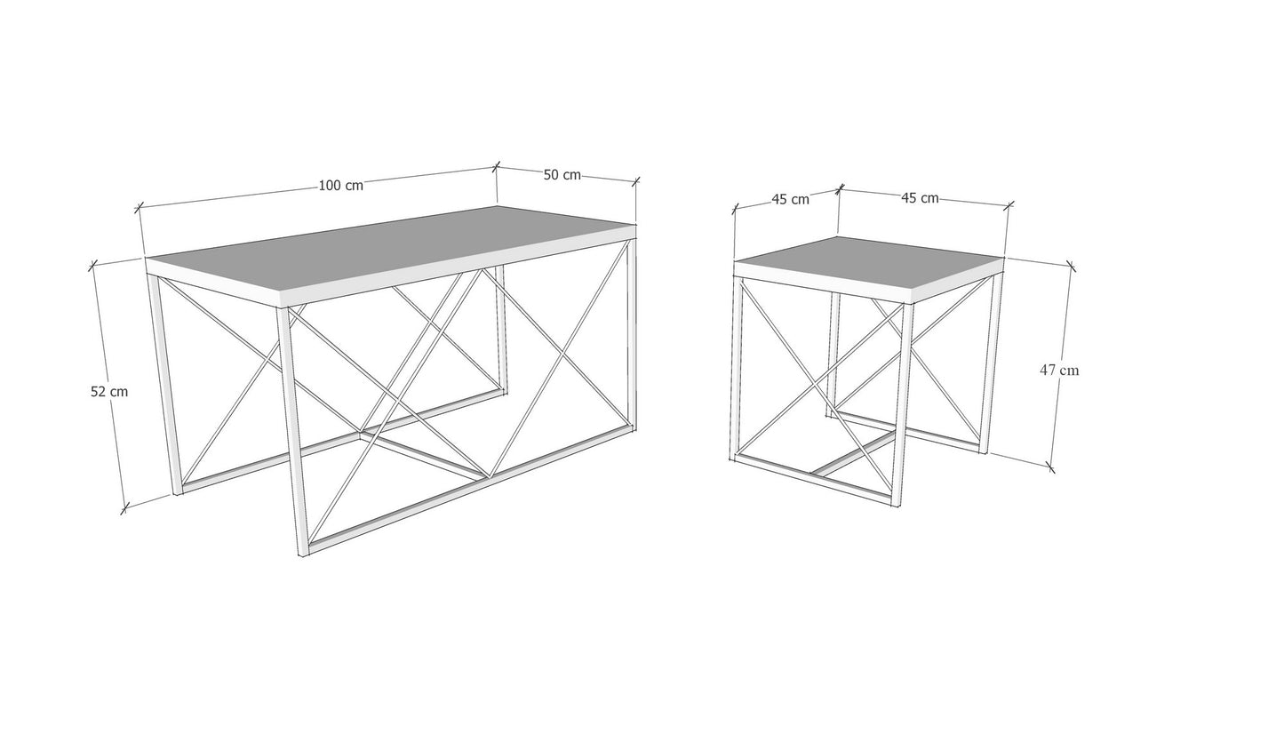 Τραπεζάκι Σαλονιού Set Λευκό - Μαύρο 100 x 50 x 52 εκ GR854KLN2905