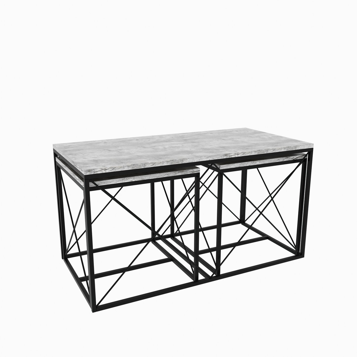 Τραπεζάκι Σαλονιού Set Light Γκρι - Μαύρο 100 x 50 x 52 εκ GR854KLN2907
