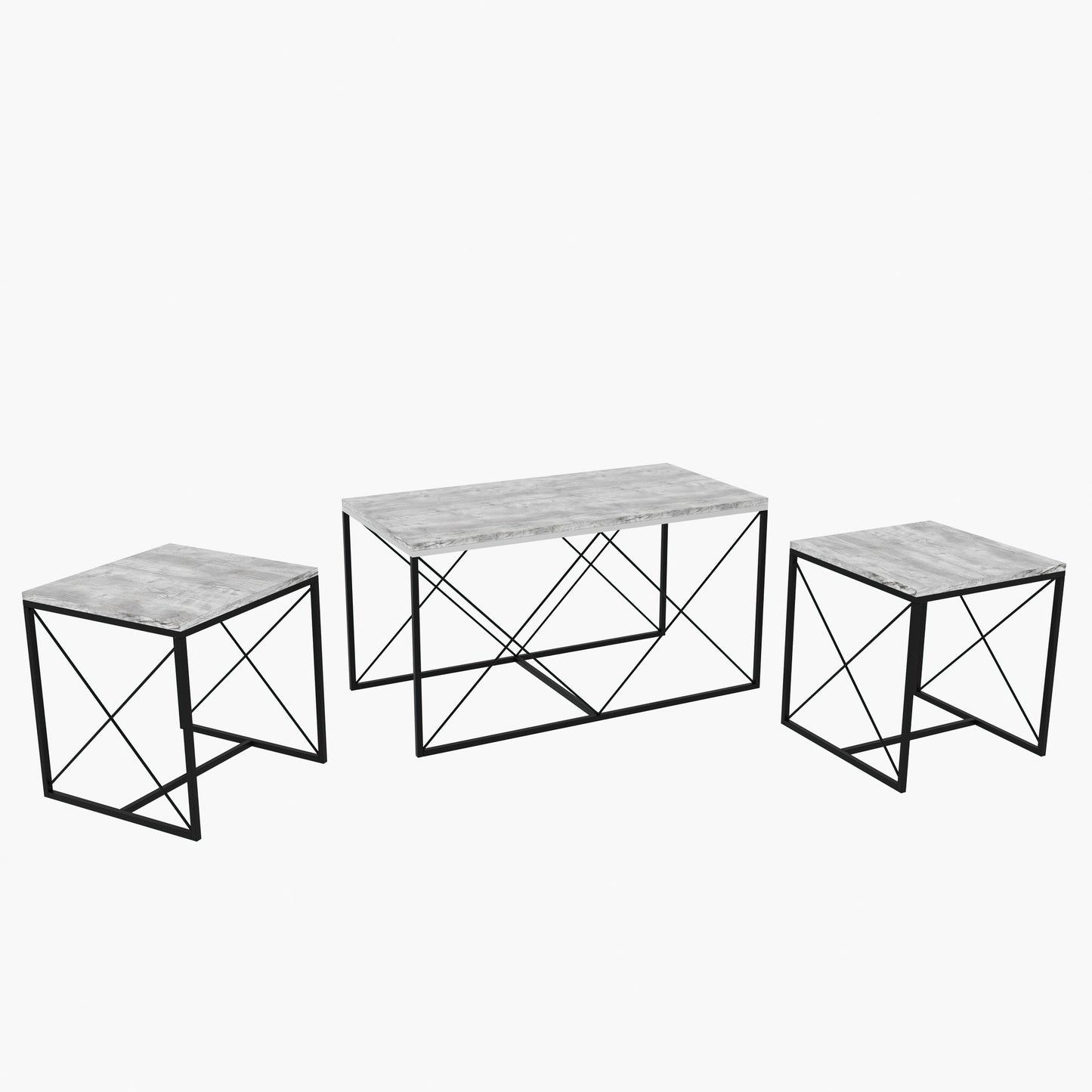 Τραπεζάκι Σαλονιού Set Light Γκρι - Μαύρο 100 x 50 x 52 εκ GR854KLN2907
