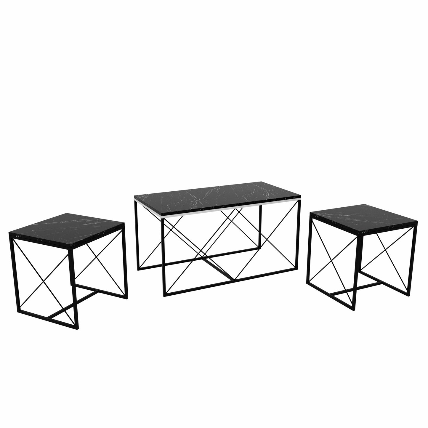 Τραπεζάκι Σαλονιού Set Μαύρο 100 x 50 x 52 εκ GR854KLN2910