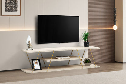 Έπιπλο Τηλεόρασης TV Βάση Σύνθεση Travertine Χρυσό | 854KLN3086