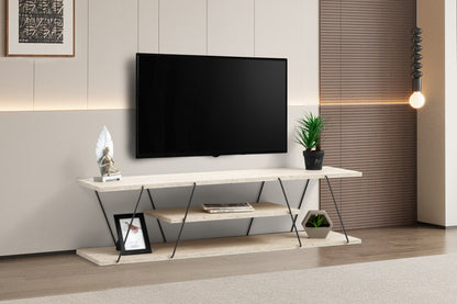 Έπιπλο Τηλεόρασης TV Βάση Σύνθεση Travertine Μαύρο | 854KLN3087