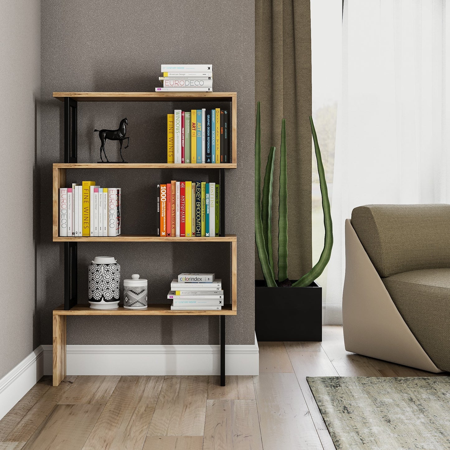 Βιβλιοθήκη 80 × 22 × 128 εκ. Καρυδί GR854KLN3603