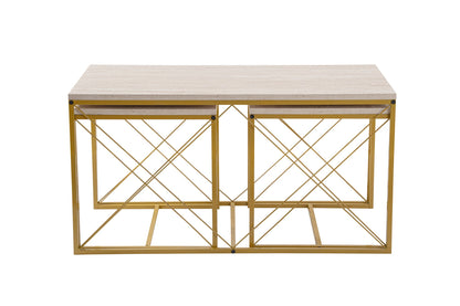 Τραπεζάκι Σαλονιού Set Travertine - Χρυσό 100 x 50 x 52 εκ GR854KLN4753