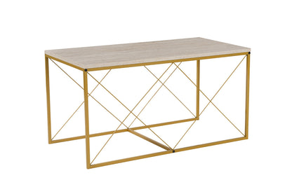 Τραπεζάκι Σαλονιού Set Travertine - Χρυσό 100 x 50 x 52 εκ GR854KLN4753