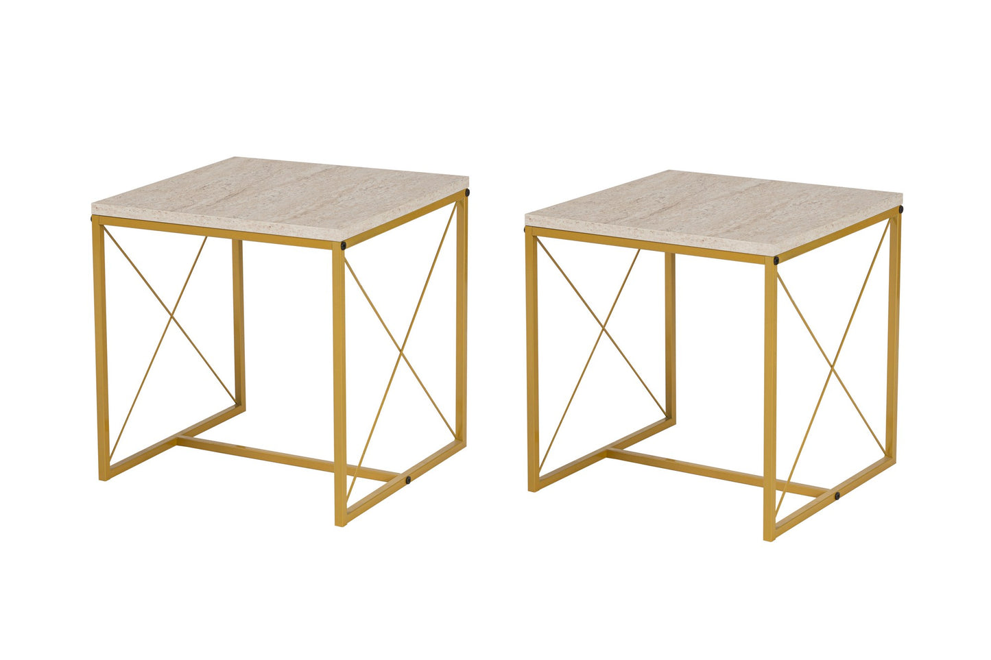 Τραπεζάκι Σαλονιού Set Travertine - Χρυσό 100 x 50 x 52 εκ GR854KLN4753