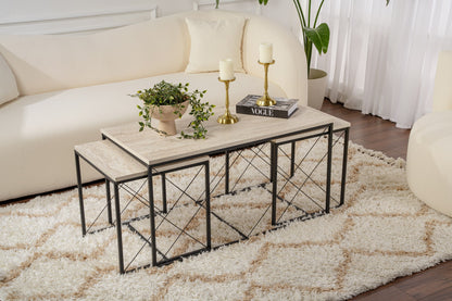 Τραπεζάκι Σαλονιού Set Travertine - Μαύρο 100 x 50 x 52 εκ GR854KLN4754
