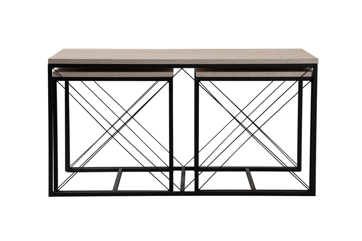 Τραπεζάκι Σαλονιού Set Travertine - Μαύρο 100 x 50 x 52 εκ GR854KLN4754